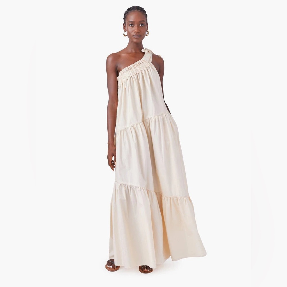 XIRENA Maisie Maxi One Shoulder Tie Dress in Cream
